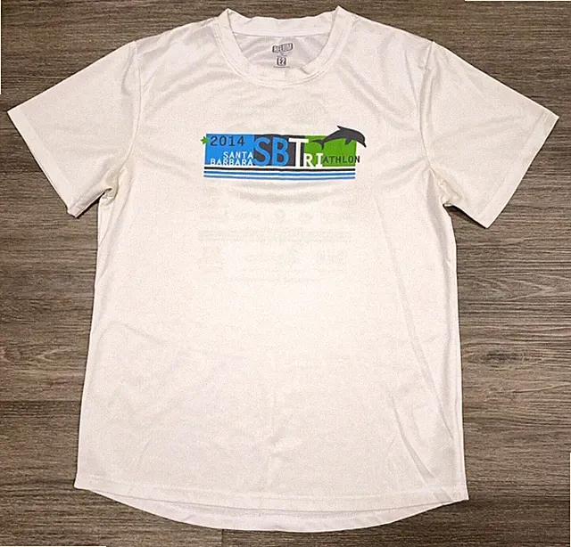 2014 Santa Barbara SB Triathlon Men's Medium Pullover T-Shirt Short Sleeve White
