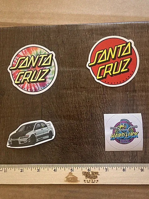 Assorted stickers lot Of 4 Skateboard Santa Cruz, Evo 8, Bmx