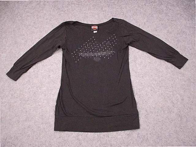 Harley Davidson Shirt Girls Large Black Pink Santa Cruz Rhinestone Kids Youth