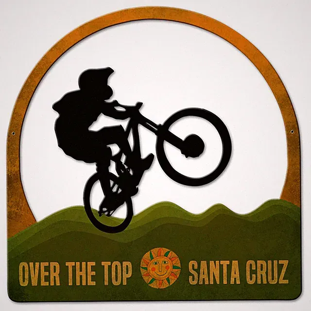 OVER THE TOP SANTA CRUZ DIRT BIKE 14" HEAVY DUTY USA MADE METAL HOME DECOR SIGN