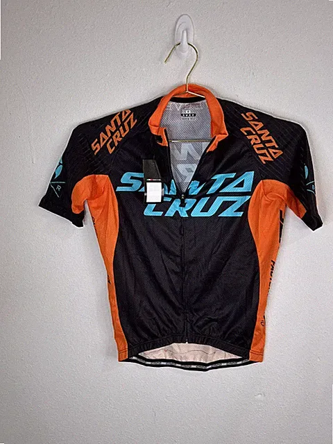 Santa Cruz Bicycles Cycling Jersey Capo Men Small Black Orange NWT Made in Italy