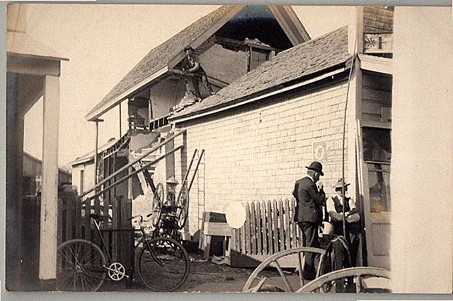 Santa Cruz California Postcard RPPC Photo Store Earthquake Damage Bicycle 1906