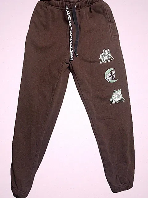Santa Cruz Logo Pants Men's Small Skateboard Snowboard MTB BMX Brown Drawstring