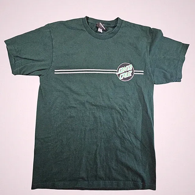 Santa Cruz Skateboard Tee Shirt Mens Small Green Logo Skate Surf Bike