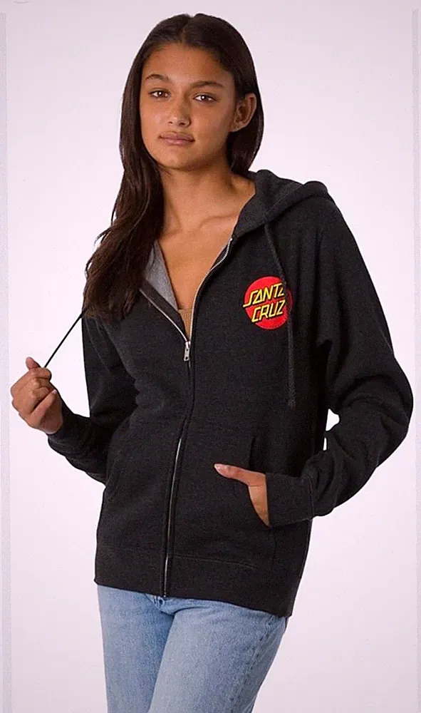 Santa Cruz Skateboards Dark Gray Hoodie Full Zip Big Dot Size Youth XLarge EUC