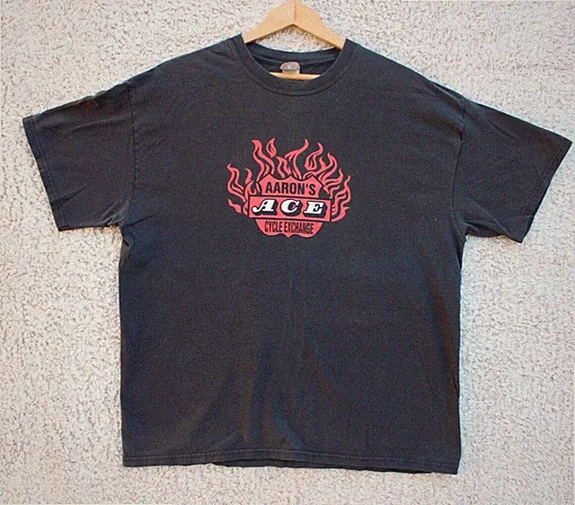 Vintage Aaron's ACE Cycle Exchange Santa Cruz Tee-Shirt XL Black Motorcycle